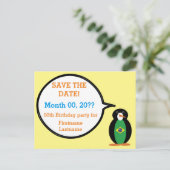 Braziliaanse vlag Pratende mevrouw Penguin geperso Aankondigingskaart (Staand voorkant)