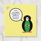 Braziliaanse vlag Pratende mevrouw Penguin geperso Bedankjes Labels (Voorkant)