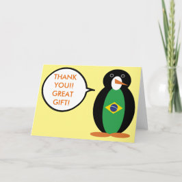 Braziliaanse vlag Pratende mevrouw Penguin geperso Bedankkaart