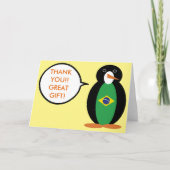 Braziliaanse vlag Pratende mevrouw Penguin geperso Bedankkaart (Voorkant)