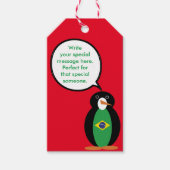Braziliaanse vlag Pratende mevrouw Penguin geperso Cadeaulabel (Voorkant)