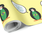 Braziliaanse vlag Pratende mevrouw Penguin geperso Cadeaupapier (Rol Hoek)