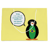 Braziliaanse vlag Pratende mevrouw Penguin geperso Groot Cadeauzakje (Voorkant)