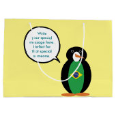 Braziliaanse vlag Pratende mevrouw Penguin geperso Groot Cadeauzakje (Achterkant)
