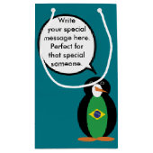 Braziliaanse vlag Pratende mevrouw Penguin geperso Klein Cadeauzakje (Achterkant)