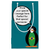 Braziliaanse vlag Pratende mevrouw Penguin geperso Klein Cadeauzakje (Voorkant)