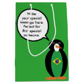 Braziliaanse vlag Pratende mevrouw Penguin geperso Medium Cadeauzakje (Voorkant)