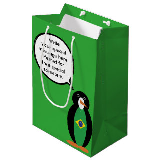 Braziliaanse vlag Pratende mevrouw Penguin geperso Medium Cadeauzakje