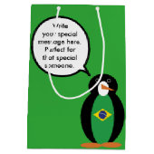 Braziliaanse vlag Pratende mevrouw Penguin geperso Medium Cadeauzakje (Achterkant)