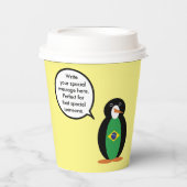 Braziliaanse vlag Pratende mevrouw Penguin geperso Papieren Bekers (Voorkant)