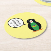 Braziliaanse vlag Pratende mevrouw Penguin geperso Ronde Kartonnen Onderzetter (Gebogen)