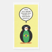 Braziliaanse vlag Pratende mevrouw Penguin geperso Servet (Voorkant)