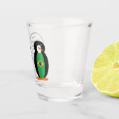 Braziliaanse vlag Pratende mevrouw Penguin geperso Shot Glas (Rechts)