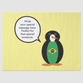 Braziliaanse vlag Pratende mevrouw Penguin geperso Tissuepapier