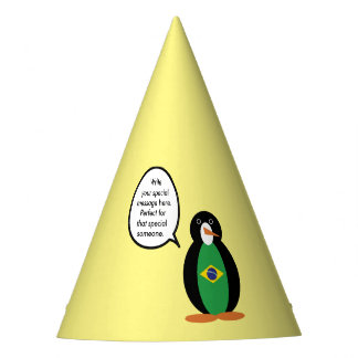 Braziliaanse Vlag Pratende Mevrouw Pinguïn Persoon Feesthoedjes