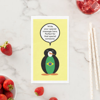 Braziliaanse Vlag Pratende Mevrouw Pinguïn Persoon Servet