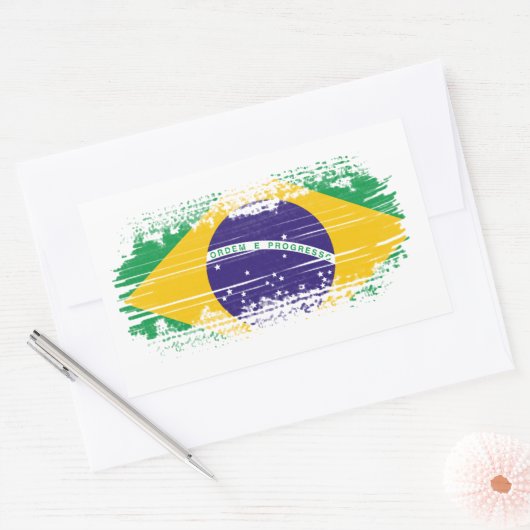 Braziliaanse vlag rechthoekige sticker (Envelop)