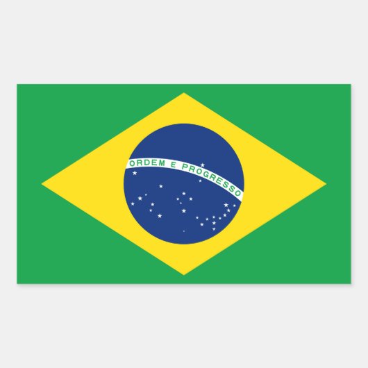 Braziliaanse vlag rechthoekige sticker (Voorkant)