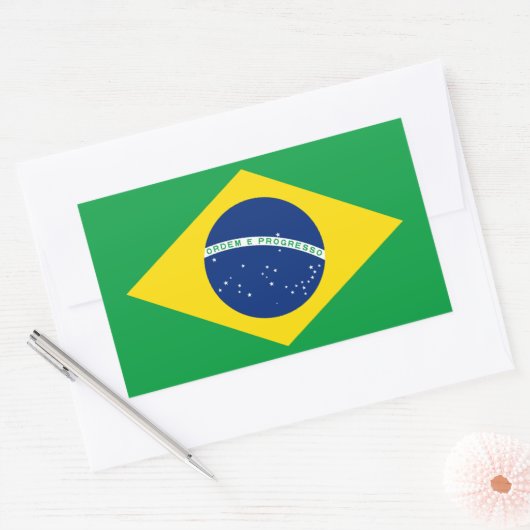 Braziliaanse vlag rechthoekige sticker (Envelop)