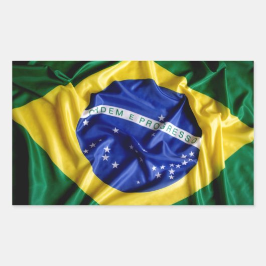 Braziliaanse vlag rechthoekige sticker (Voorkant)