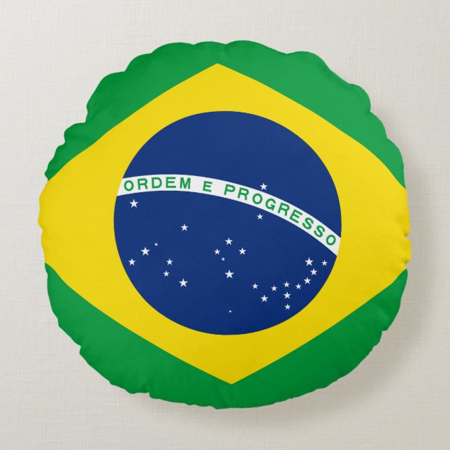 Braziliaanse vlag rond kussen (Voorkant)