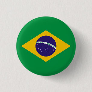 Braziliaanse vlag ronde button 3,2 cm