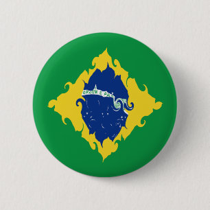 Braziliaanse vlag ronde button 5,7 cm