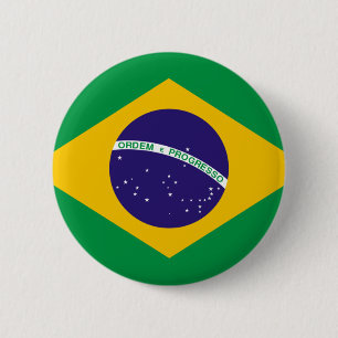 Braziliaanse vlag ronde button 5,7 cm