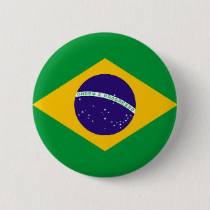 Braziliaanse vlag ronde button 5,7 cm
