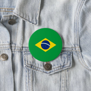 Braziliaanse vlag ronde button 7,6 cm