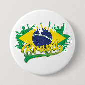Braziliaanse vlag ronde button 7,6 cm (Voorkant)