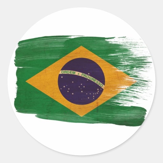 Braziliaanse vlag ronde sticker (Voorkant)