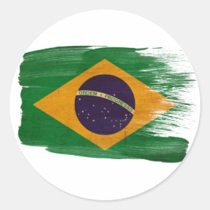 Braziliaanse vlag ronde sticker