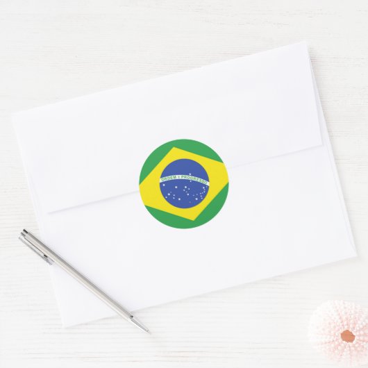 Braziliaanse vlag ronde sticker (Envelop)