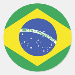Braziliaanse vlag ronde sticker