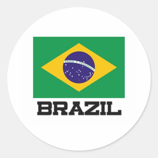 Braziliaanse vlag ronde sticker (Voorkant)