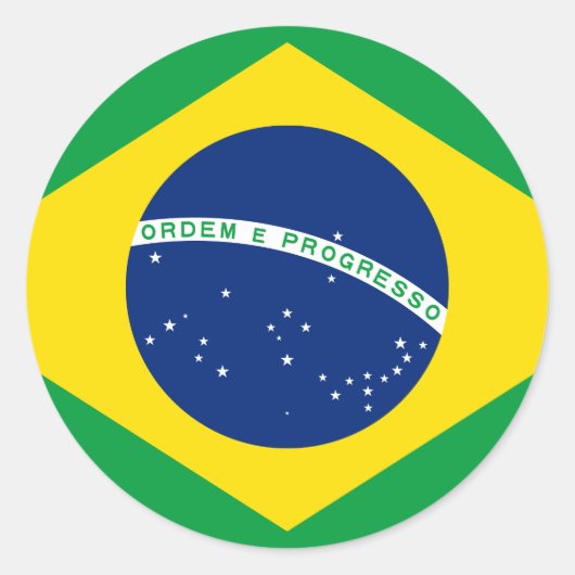 Braziliaanse vlag ronde sticker (Voorkant)