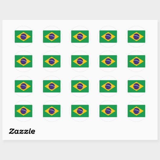 Braziliaanse vlag ronde sticker (Vel)