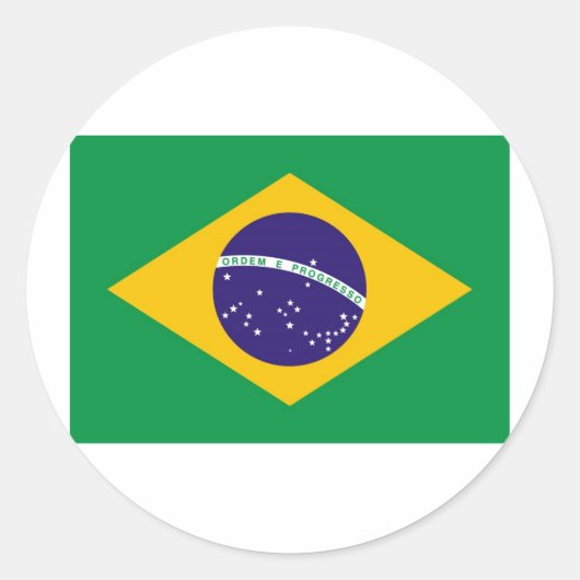 Braziliaanse vlag ronde sticker (Voorkant)