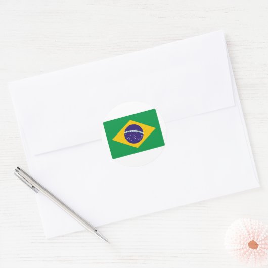 Braziliaanse vlag ronde sticker (Envelop)