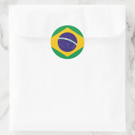 Braziliaanse vlag ronde sticker (Tas)