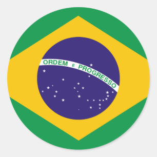 Braziliaanse vlag ronde sticker