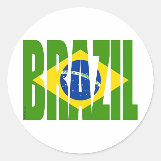 BRAZILIAANSE Vlag Ronde Sticker (Voorkant)