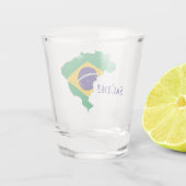 Braziliaanse vlag Saúde Cheers Shot Glas (Achterkant)