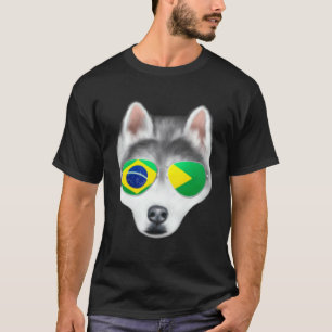 Braziliaanse Vlag Siberische Husky Hond Brazilië Z T-shirt
