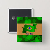Braziliaanse vlag sjabloon vierkante button 5,1 cm (Voorkant /achterkant)
