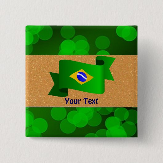 Braziliaanse vlag sjabloon vierkante button 5,1 cm (Voorkant)