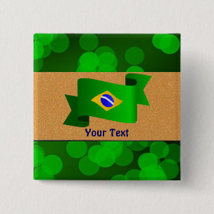Braziliaanse vlag sjabloon vierkante button 5,1 cm