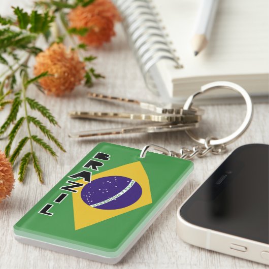 Braziliaanse vlag sleutelhanger (Voorkant Rechts)