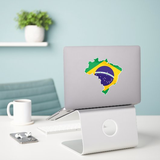 Braziliaanse vlag sticker (Laptop op bureau)